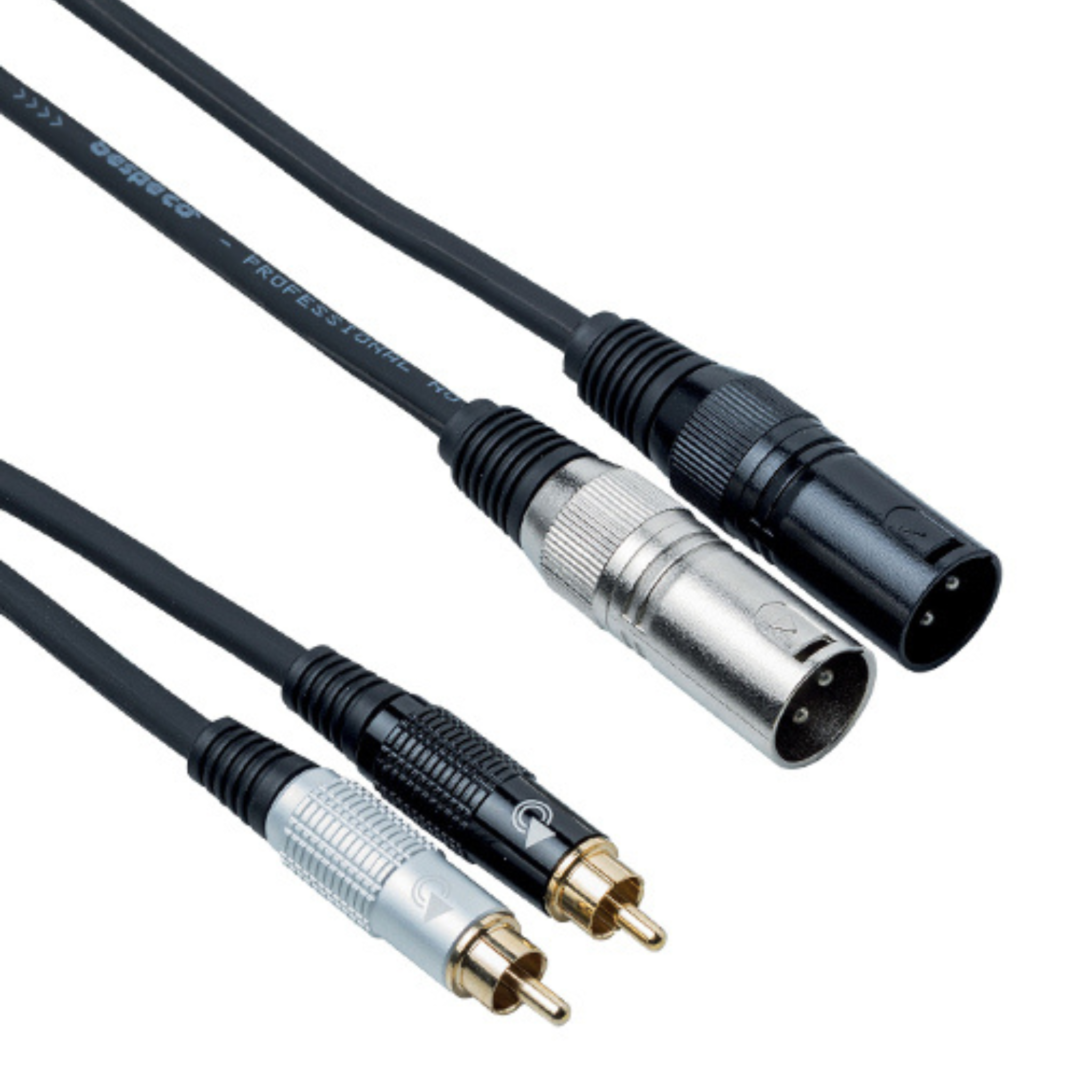 Bespeco EAGLE PRO 2 RCA إلى 2 XLR كابل صوت ذكر