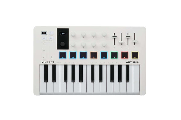 Arturia MiniLab 3 Mini Hybrid Keyboard with Creative Software and Pad  Controller (White)